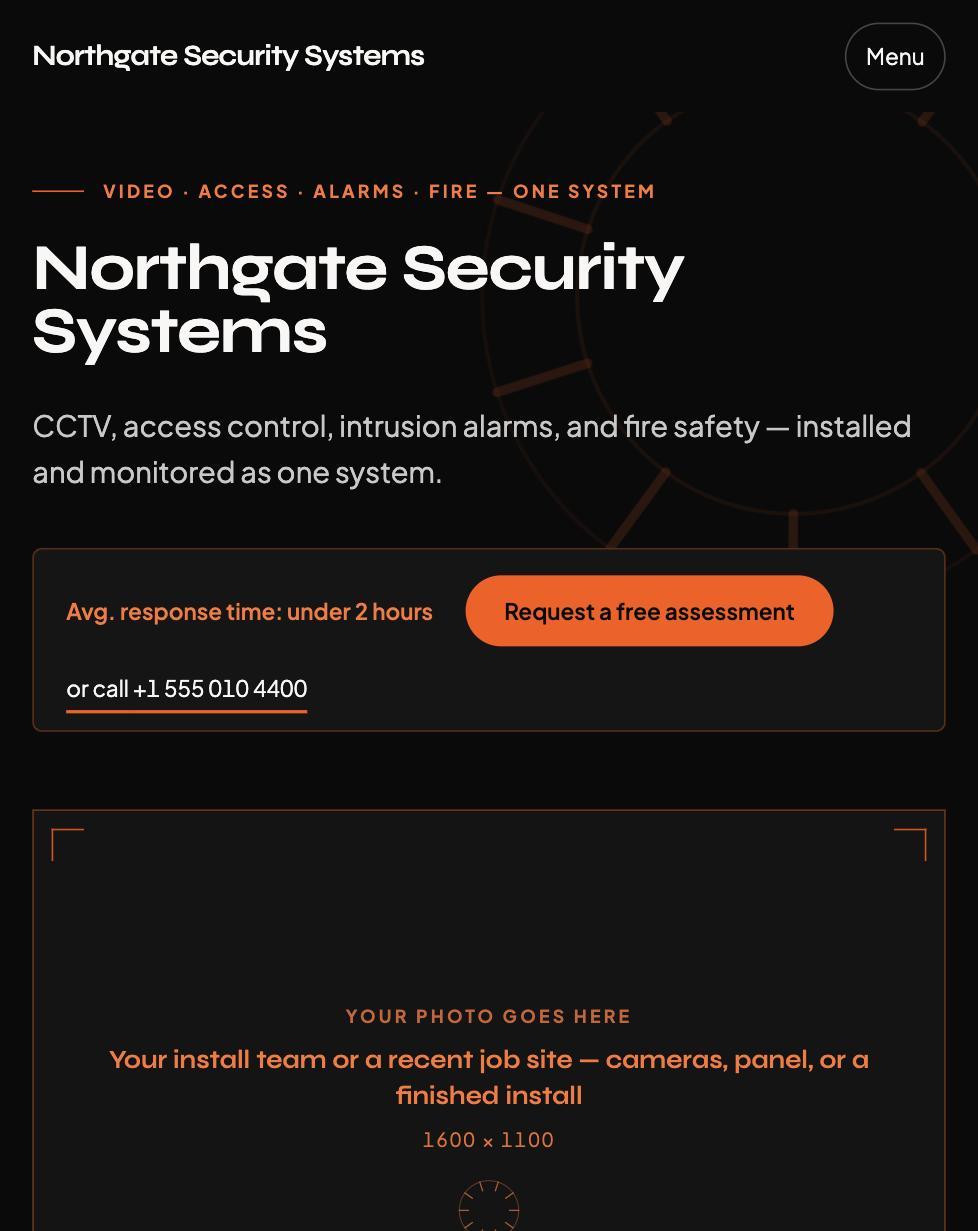 Security Systems Kit — template screenshot